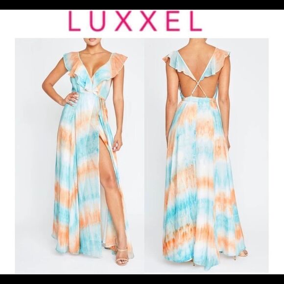 Luxxel Dresses & Skirts - Nwot Luxxel frilled tie-dye maxi dress size small